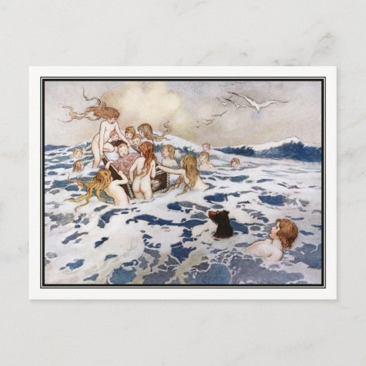 Carte Postale Un nouveau bébé aquatique par Warwick Goble (Devant)