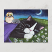 Carte Postale Un oeil attentif | Imaginaire Tuxedo Cat Art (Devant)