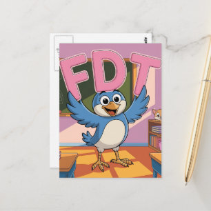 Carte Postale Un oiseau avec des lettres FDT dans une salle de c