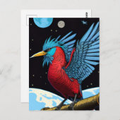 Carte Postale Un oiseau avec un bâton dans l'espace (Devant / Derrière)