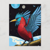 Carte Postale Un oiseau avec un bâton dans l'espace (Devant)