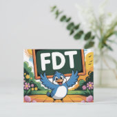 Carte Postale Un oiseau avec un panneau FDT (Debout devant)