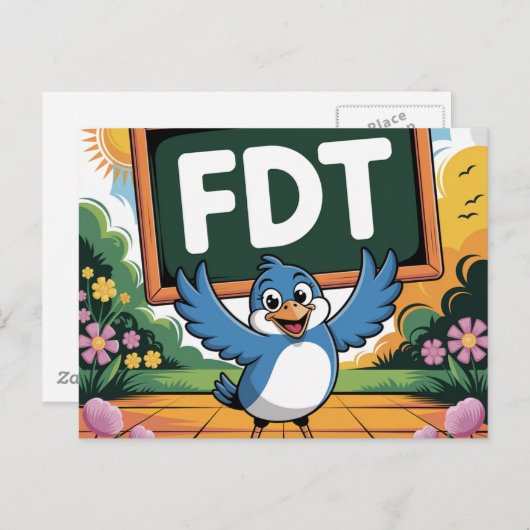 Carte Postale Un oiseau avec un panneau FDT (Devant / Derrière)