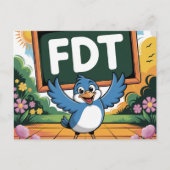Carte Postale Un oiseau avec un panneau FDT (Devant)