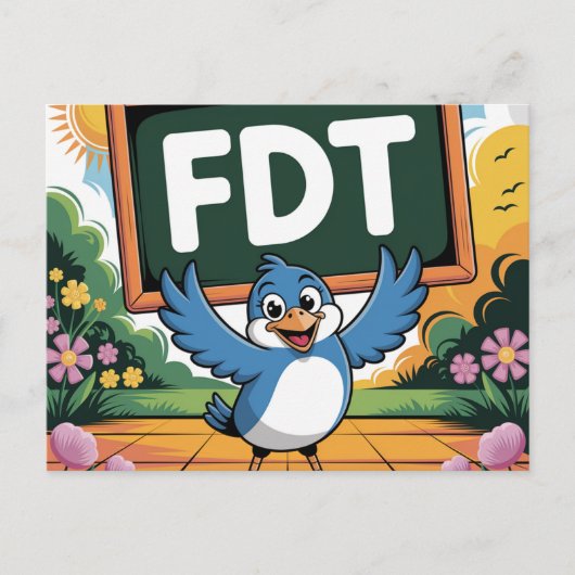 Carte Postale Un oiseau avec un panneau FDT (Devant)