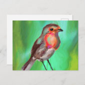 Carte Postale Un oiseau en début de vie attrape le ver (Devant / Derrière)