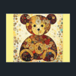 Carte Postale Un ours en peluche comme peint par Gustav Klimt.<br><div class="desc">Carte postale de bébé ou d'enfant neutre pour les invitations ou tout ce que vous voulez. Un ours en peluche comme peint par Gustav Klimt. Parfait pour les parents qui aiment l'art et l'amour de leur bébé ou enfant magnifique peut être utilisé pour baby shower, 1er anniversaire ou tout événement...</div>