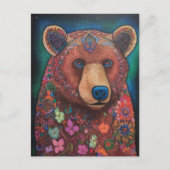 Carte Postale Un Ours Floral Coloré (Devant)