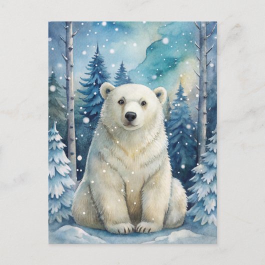 Carte Postale Un ours polaire en hiver (Devant)