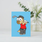 Carte Postale Un Pachycéphalosaure Dinosaure Jouer Golf. (Debout devant)