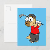 Carte Postale Un Pachycéphalosaure Dinosaure Jouer Golf. (Devant / Derrière)