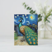 Carte Postale Un paon dans la nuit étoilée (Debout devant)
