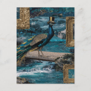 Carte Postale Un paon dans un chapeau supérieur