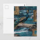 Carte Postale Un paon dans un chapeau supérieur (Devant / Derrière)