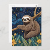 Carte Postale Un paresseux dans la Nuit étoilée (Devant / Derrière)