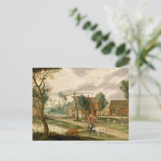 Carte Postale Un paysage de village (Debout devant)