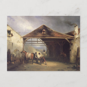 Carte Postale Un paysan chaussant un cheval