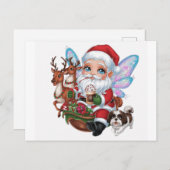 Carte Postale Un Père Noël de fée mignon avec éclat (Devant / Derrière)