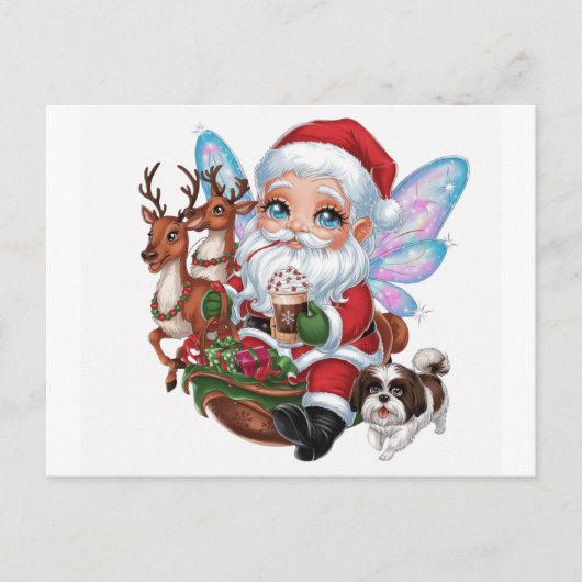 Carte Postale Un Père Noël de fée mignon avec éclat (Devant)