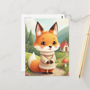 Carte Postale Un personnage de renard adorable et mignon