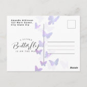 Carte Postale Un petit Baby shower pourpre à papillon (Dos)