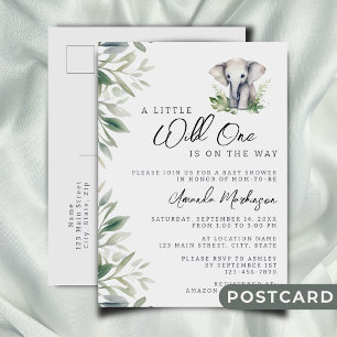 Carte Postale Un petit Baby shower sauvage Safari Elephant