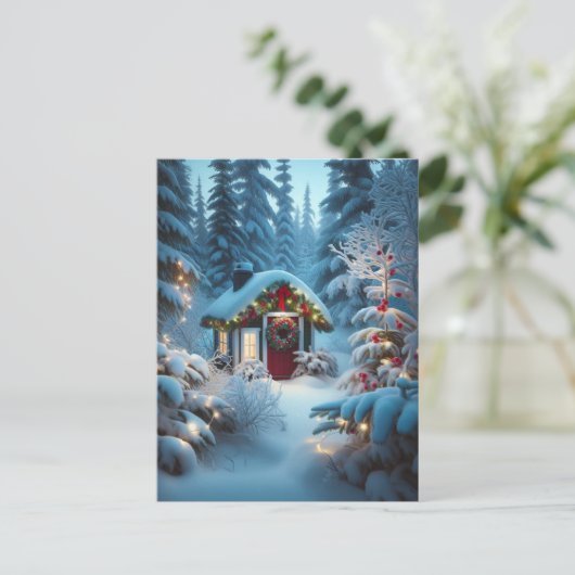Carte Postale Un petit Cabine dans les bois | Noël festif (Debout devant)