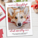 Carte Postale Un Petit Chien Personnalisé Fou Photo Holida<br><div class="desc">Un Peu Coquin, mais surtout sympa ! Envoyez des salutations de vacances mignonnes et amusantes avec cette carte de vacances photo personnalisée super mignonne. Joyeux voeux de Noël du chien avec de mignons empreintes de pattes dans un design photo moderne amusant. Ajoutez la photo de votre chien ou la photo...</div>