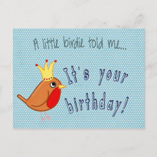 Carte Postale Un petit oiseau m'a dit Joyeux anniversaire Robin (Devant)