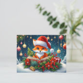 Carte Postale Un petit renard déguisé en père Noël 3a (Debout devant)
