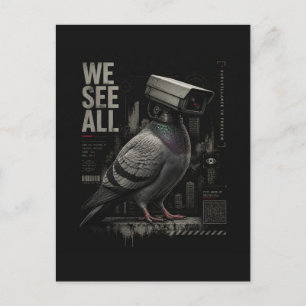 Carte Postale Un pigeon caméra de surveillance surréaliste Nous