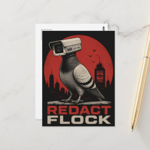 Carte Postale Un pigeon caméra de surveillance surréaliste rédig
