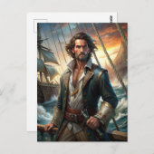 Carte Postale Un pirate d'un navire (Devant / Derrière)