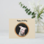 Carte Postale Un pitbull blanc avec des baisers rouges partout s (Debout devant)