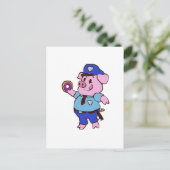Carte Postale Un policier des cochons mange une beigne | choisir (Debout devant)