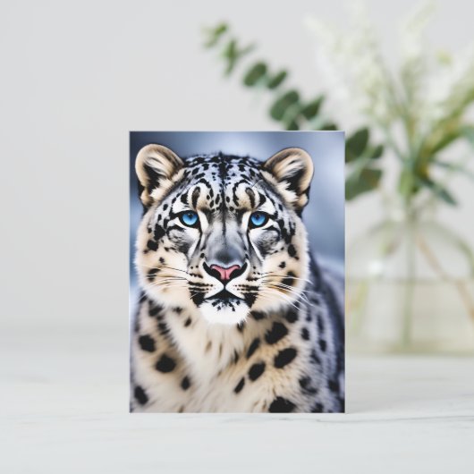 Carte Postale Un portrait en gros plan d'un léopard des neiges (Debout devant)