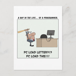 Carte Postale Un programmeur en colère frappe l'ordinateur