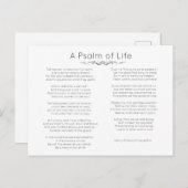 Carte Postale Un psaume de la vie poème long (Devant / Derrière)