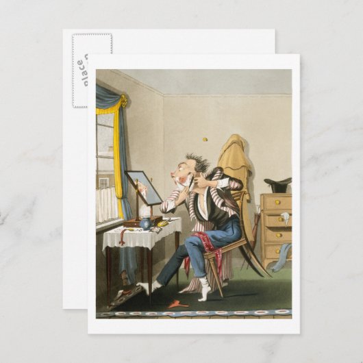 Carte Postale Un rasoir émoussé, pub. par Hunt, 1827 (eaux-forte (Devant / Derrière)