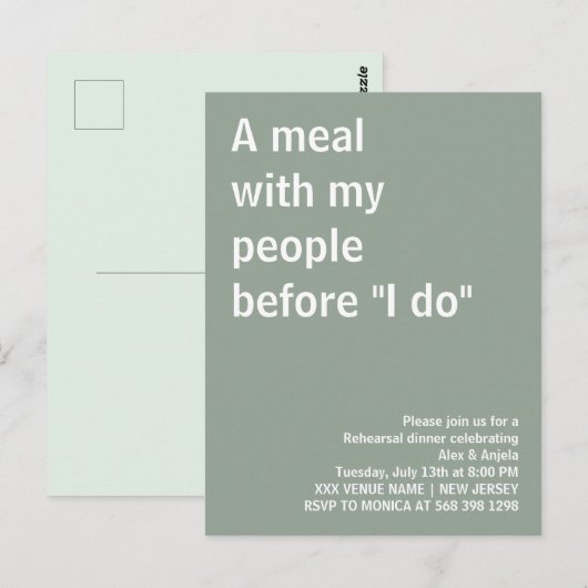 Carte Postale Un repas avec mes proches avant les réjouissances  (Devant / Derrière)