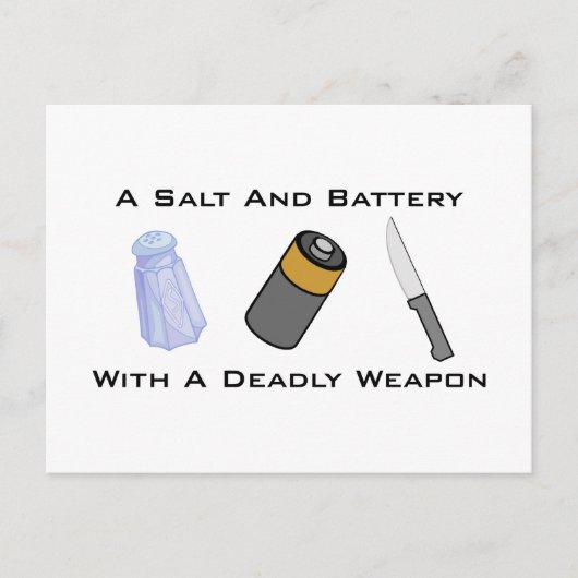 Carte Postale Un Sel Et Une Batterie Avec Une Arme Mortelle (Devant)