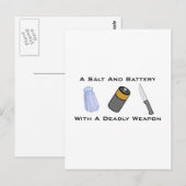 Carte Postale Un Sel Et Une Batterie Avec Une Arme Mortelle (Devant / Derrière)