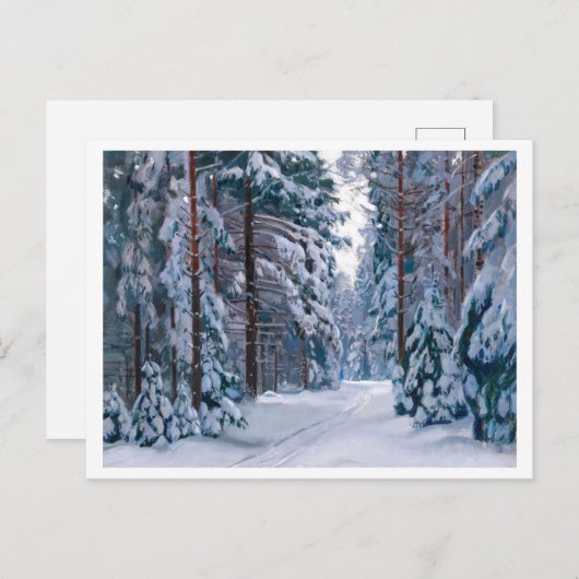 Carte Postale Un sentier neigeux dans la forêt (Devant / Derrière)