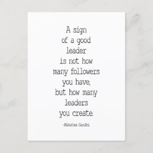 Carte Postale Un Signe De Bon Dirigeant, Citation De Mahatma Gan