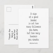 Carte Postale Un Signe D'un Bon Dirigeant, Citation De Mahatma G (Devant / Derrière)