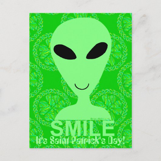 Carte Postale Un sourire son Alien vert amusant de la Saint Patr (Devant)