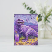 Carte Postale Un T-Rex violet avec de la limonade lavande (Debout devant)