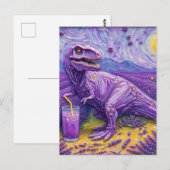 Carte Postale Un T-Rex violet avec de la limonade lavande (Devant / Derrière)