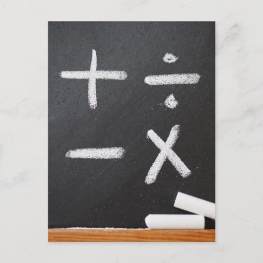 Carte Postale Un tableau de bord avec des symboles mathématiques (Devant)