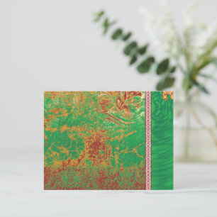 Carte Postale un tableau d'un champ vert avec une bordure orange